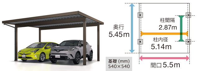 三協アルミG1-R3000 ２台用耐積雪100cm4本柱