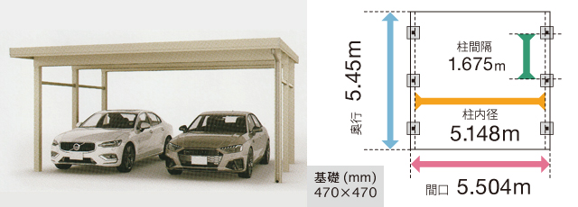 大仙SSポートGⅢ ２台用耐積雪150cm6本柱